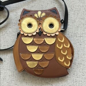 Lily Bloom Brown and Gold Owl Crossbody Bag- EUC/SFH
